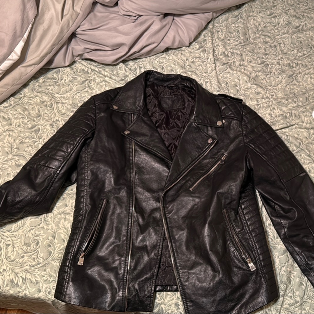 Men's Black Leather Performance Jacket
